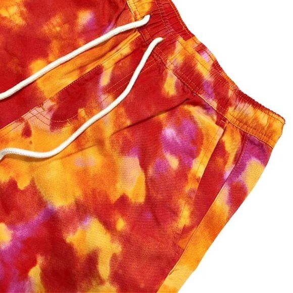 NEW F21 Orange Tie Dye Elastic Waist Shorts - Picture 3 of 4